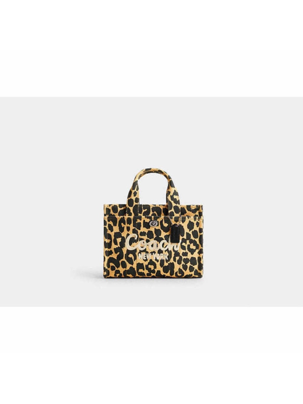 Coach Leopard-Print Canvas Tote in Black and Tan 7 3/4 x 10 1/4 Width is 5 inc